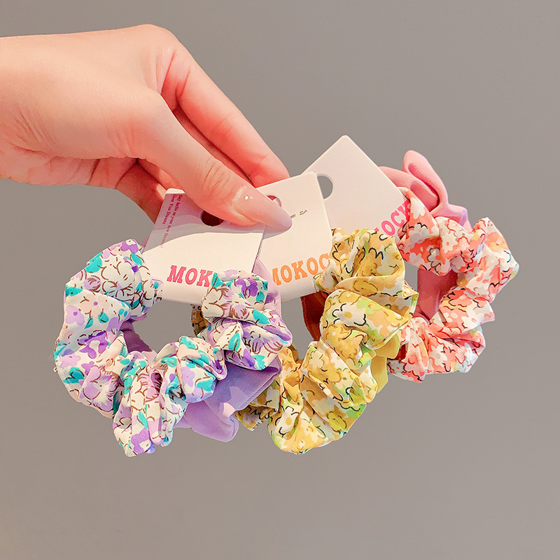 Baby Products Gift - New 2PCS/Set Floral Print Hair Scrunchies